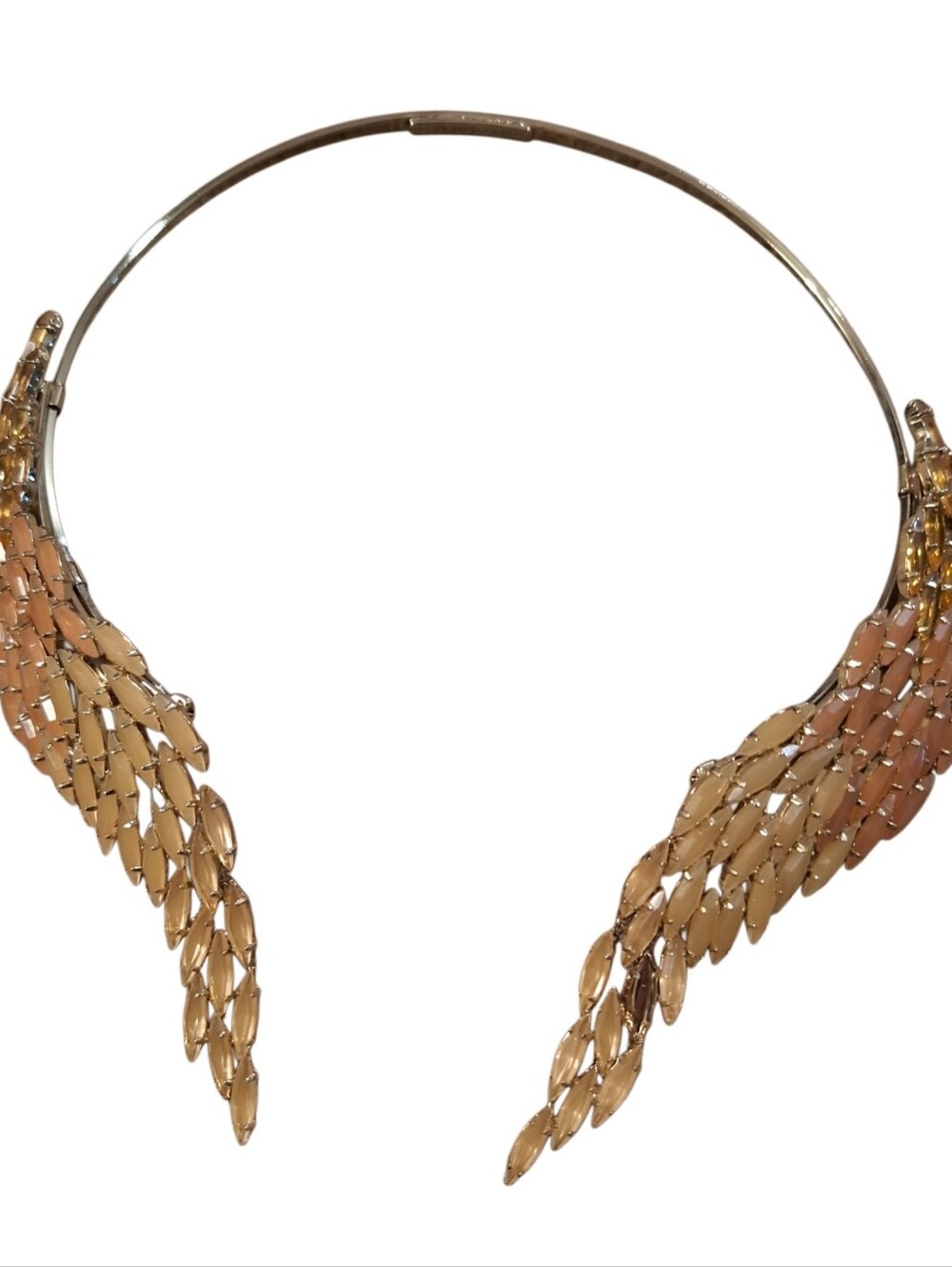 BCBG Gold-Tone Wing Collar Necklace - Elegant Statement Choker Peach